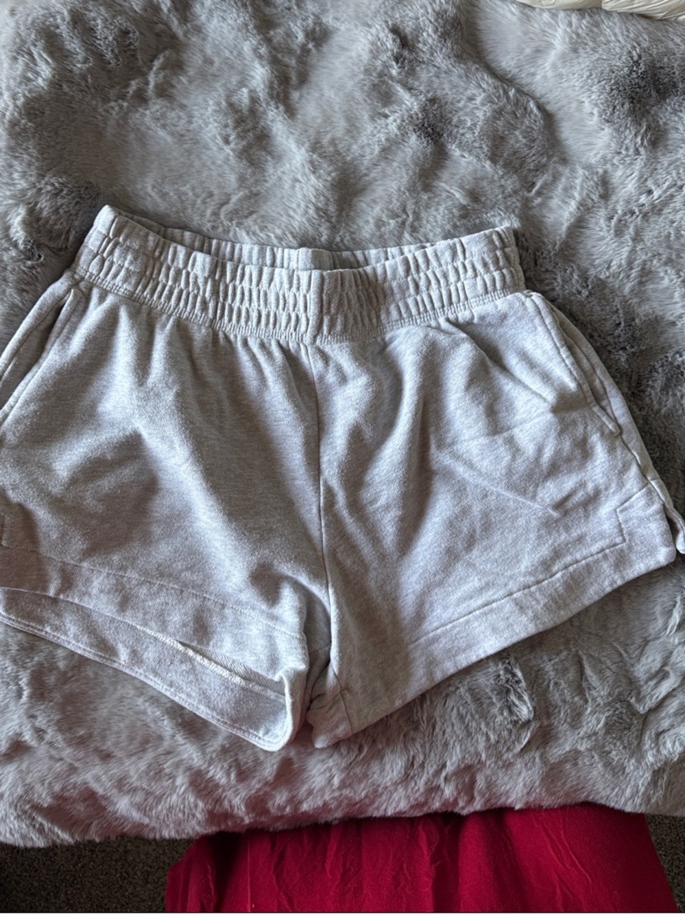 aerie Light Gray High-Waist Knit Athletic Shorts